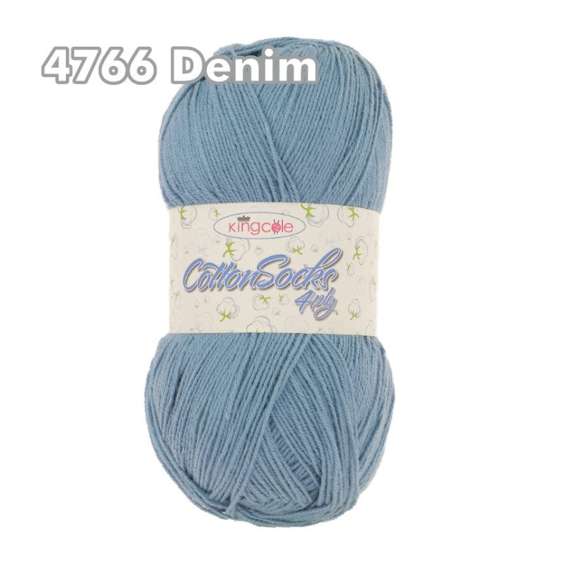 King Cole - Cotton Socks 4Ply - Denim 4766