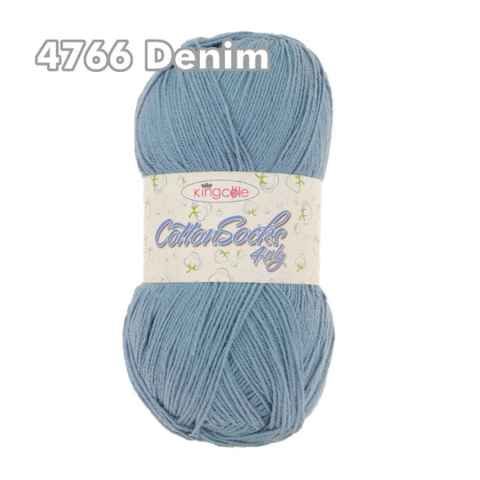 King Cole - Cotton Socks 4Ply - Denim 4766