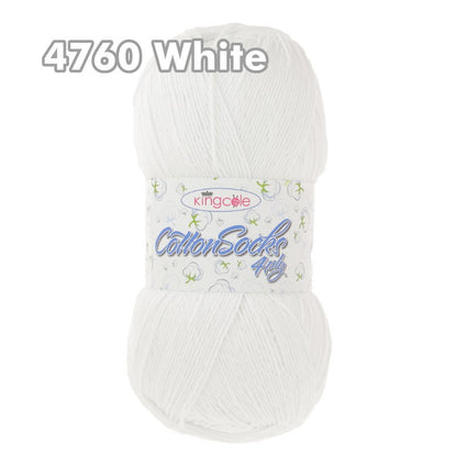 King Cole - Cotton Socks 4Ply - Cobalt White 4760