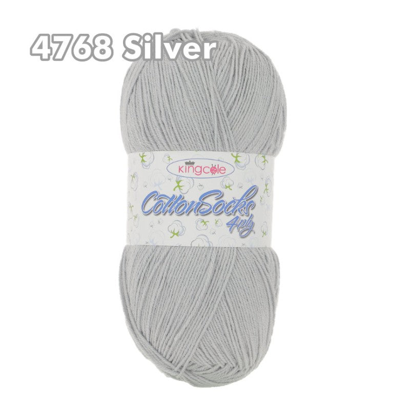 King Cole - Cotton Socks 4Ply - Silver 4768