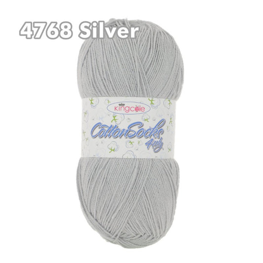 King Cole - Cotton Socks 4Ply - Silver 4768