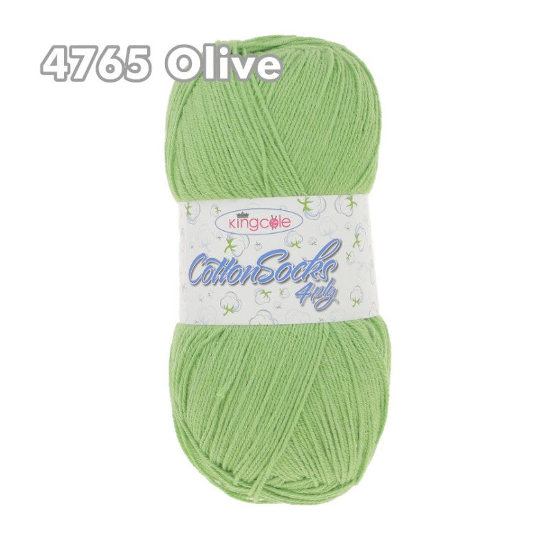King Cole - Cotton Socks 4Ply - Olive 4765