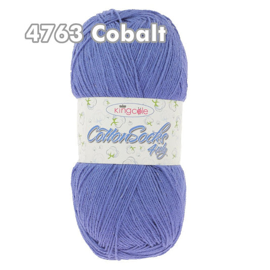 King Cole - Cotton Socks 4Ply - Cobalt 4763