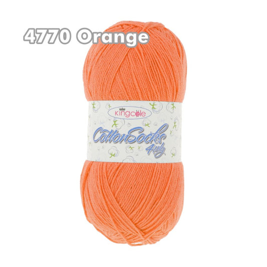 King Cole - Cotton Socks 4Ply - Orange 4770