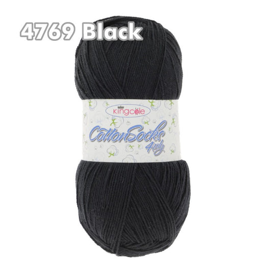 King Cole - Cotton Socks 4Ply - Black 4769